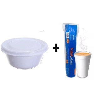 KIT CUMBUCA DE ISOPOR | 300ML | COPOBRAS | 100 UNIDADES