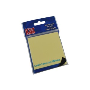 ADESIVO P/RECADO 76X76 AMARELO - KAZ