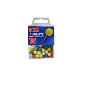 ALFINETE P/MAPA REDONDO COLORIDO C/50UN - KAZ